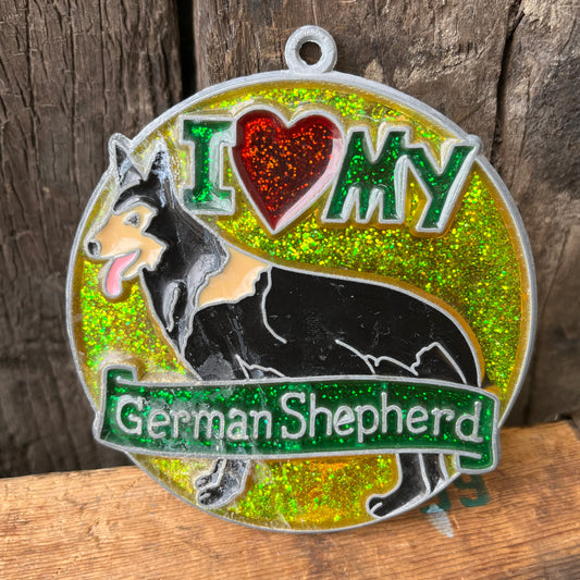 【USA vintage】stained glass German Shepherd