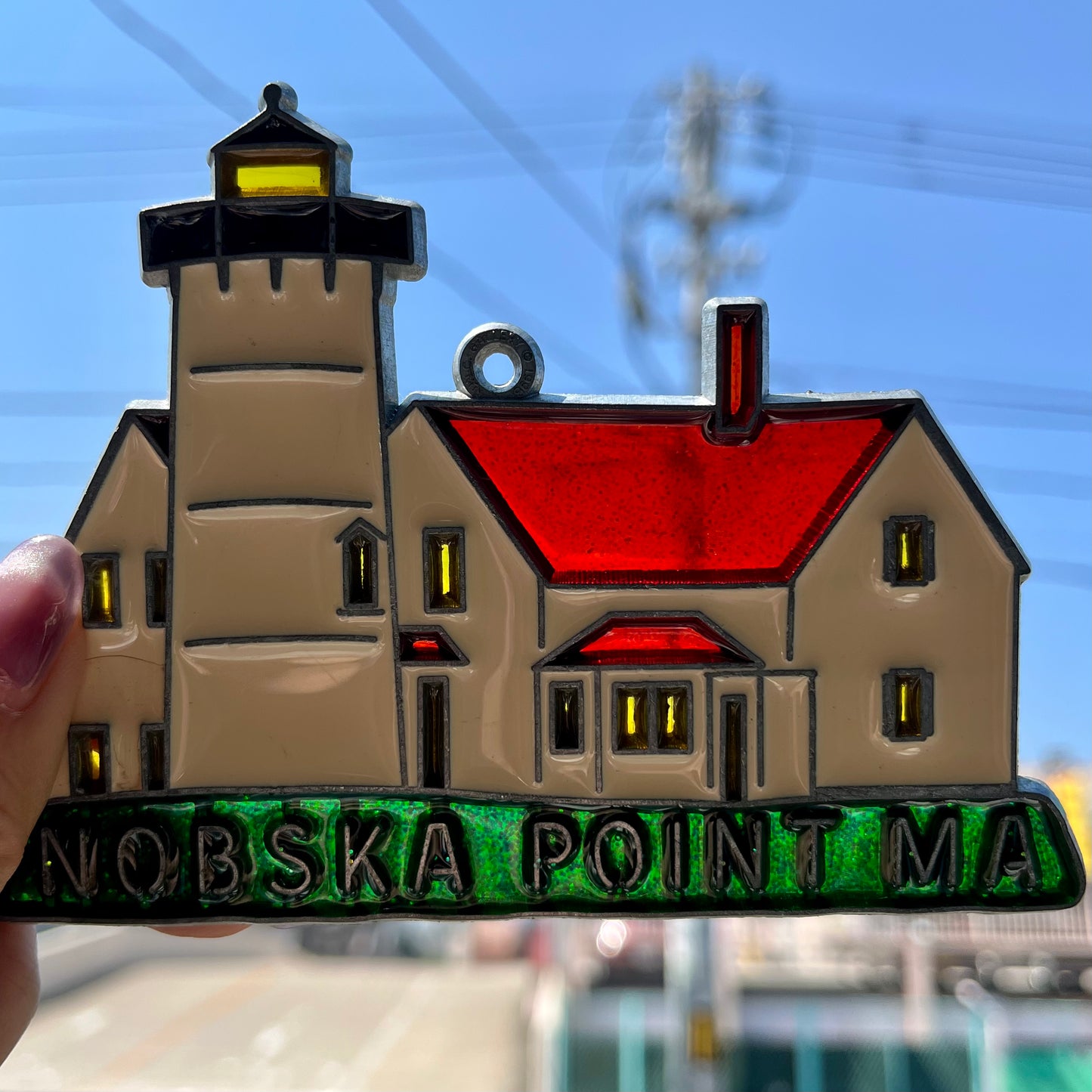 【USA vintage】stained glass NOBSKA POINT MA