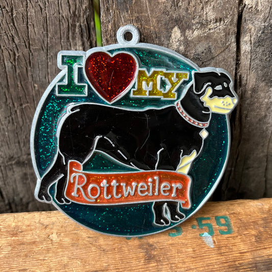 【USA vintage】stained glass ornament Rottweiler