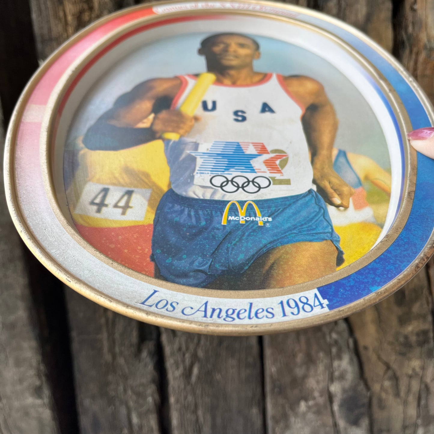 【USA vintage】80s Los Angeles Olympic × McDonald Oval Tin Plate (Run)