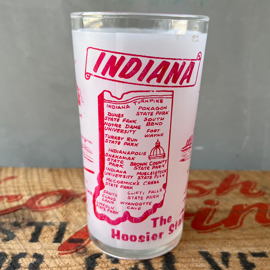 【USA vintage】Indiana Hoosier State Frosted Glass
