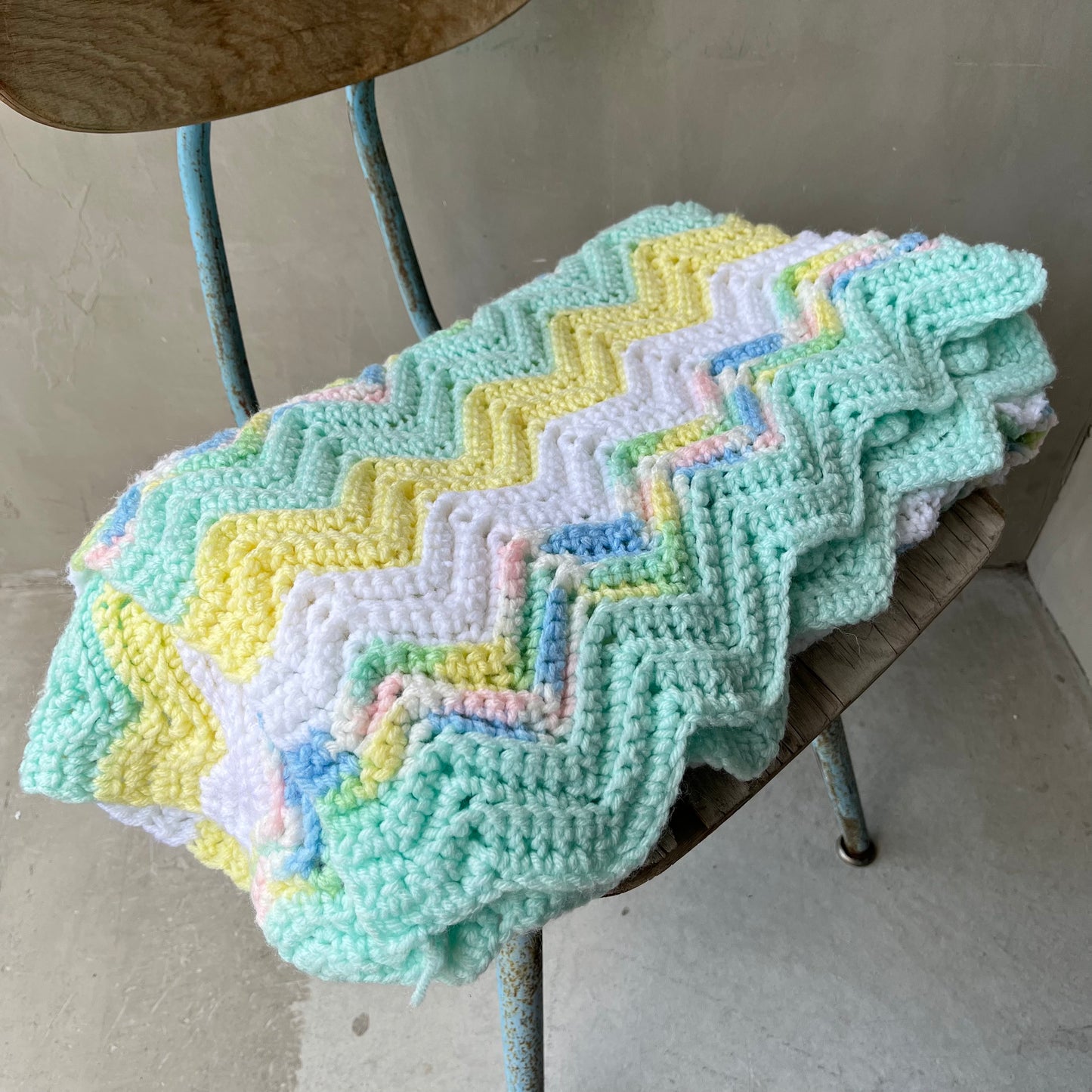 【USA vintage】Granny Blanket Pastel Green