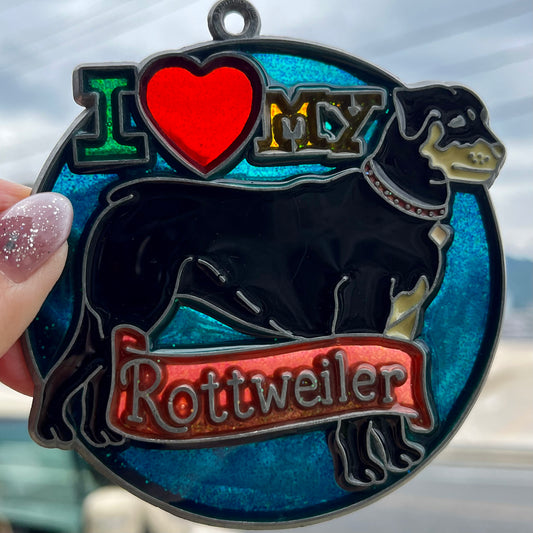【USA vintage】stained glass ornament Rottweiler