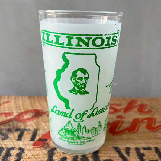 【USA vintage】Illinois Souvenir Frosted Glass