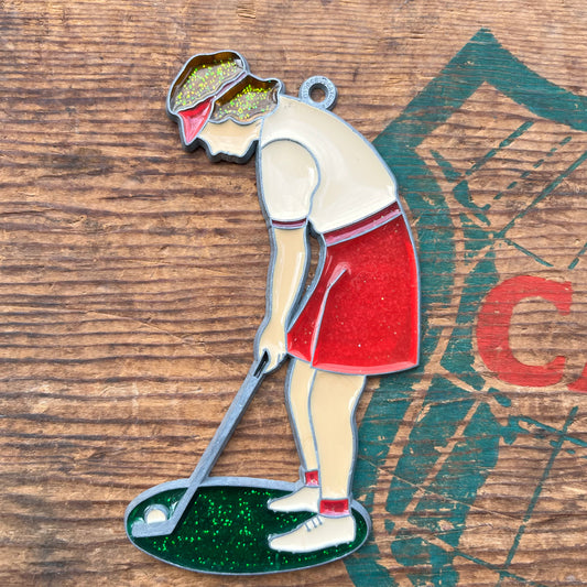 【USA vintage】stained glass ornament Golf