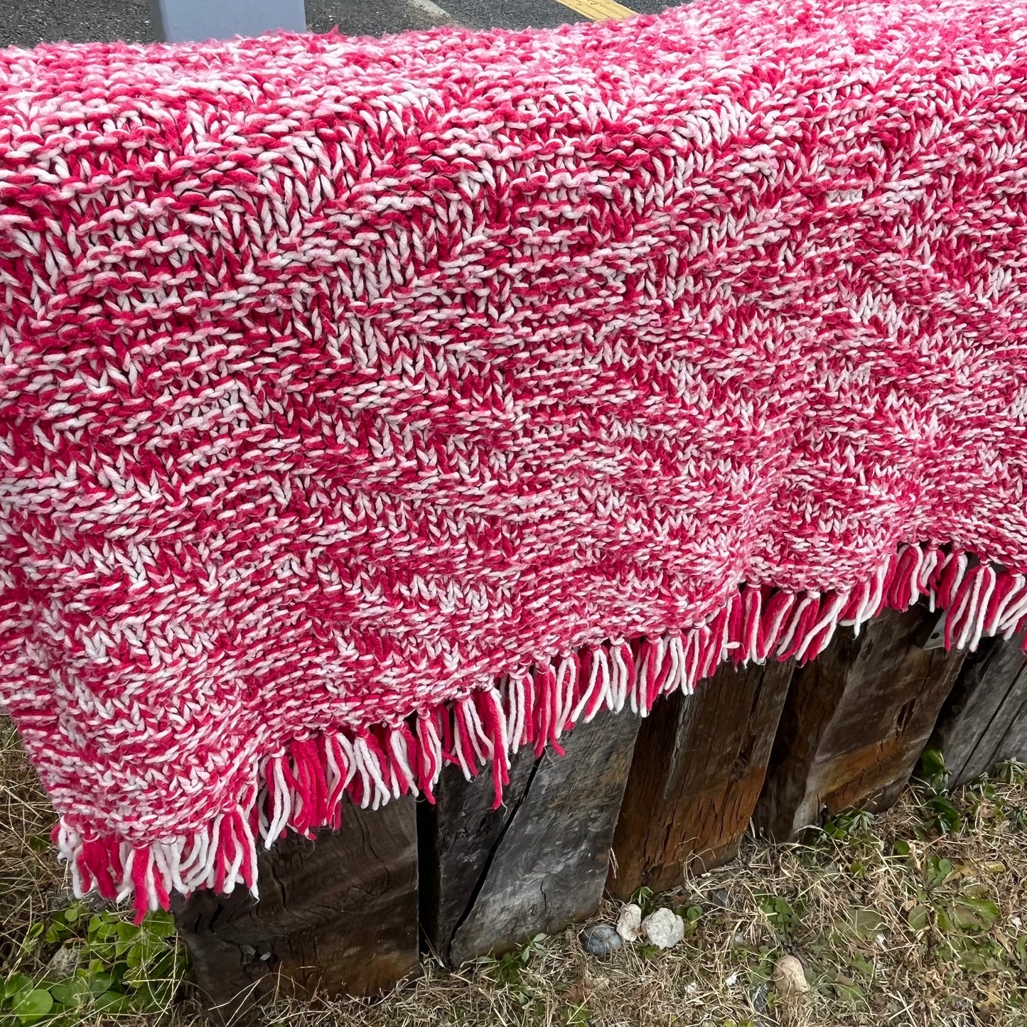 【USA vintage】Granny Blanket pink × white