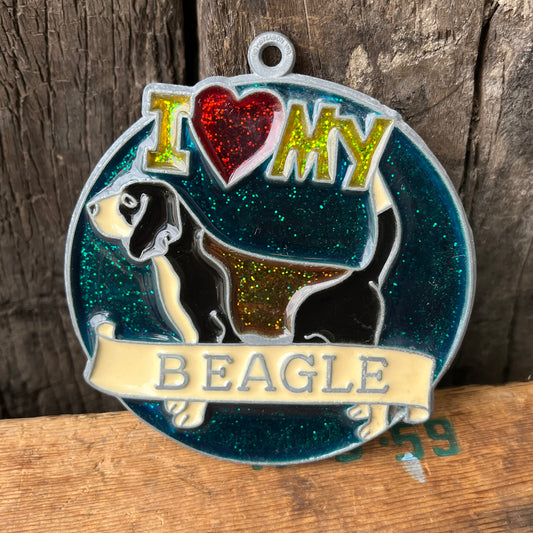 【USA vintage】stained glass ornament BEAGLE