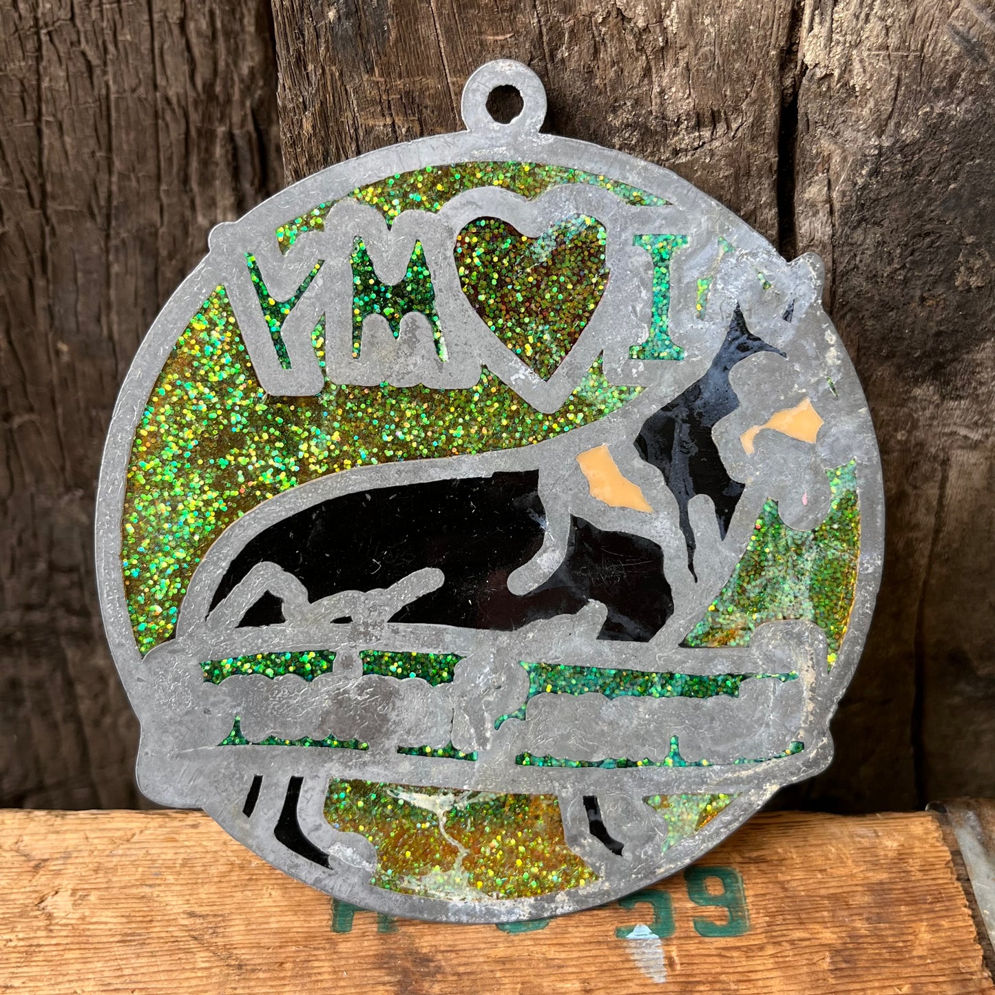 【USA vintage】stained glass German Shepherd