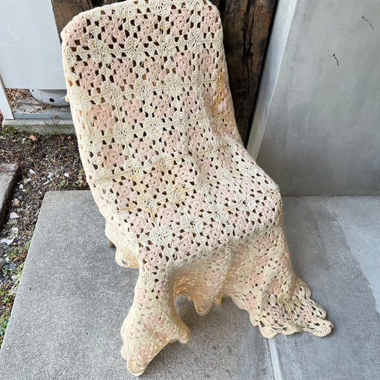 【USA vintage】Granny Blanket Ivory×Pink