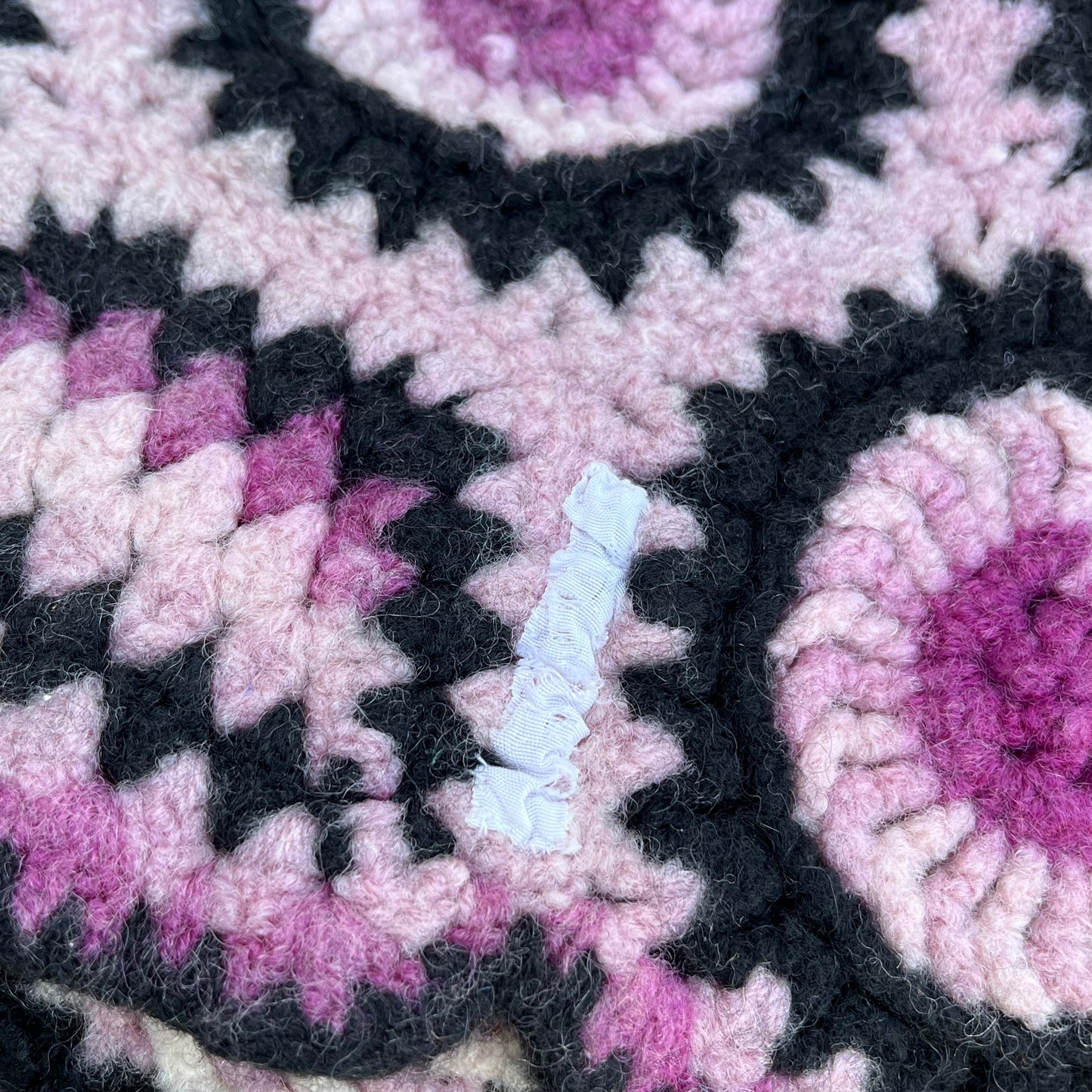 【USA vintage】granny blanket rug pink × black