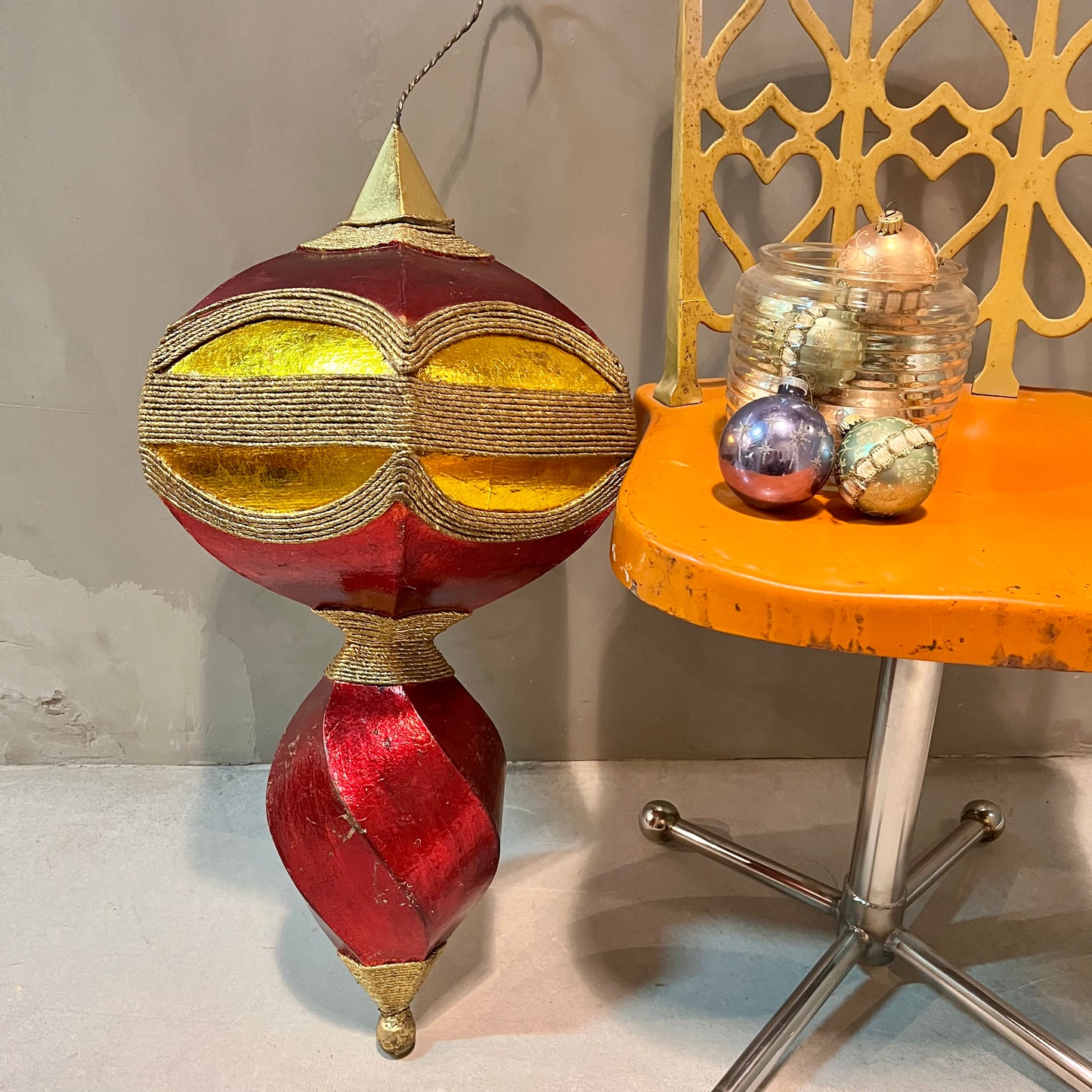 【USA vintage】クリスマス ビッグ オーナメント Red & Gold