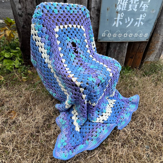 【USA vintage】granny blanket blue × purple