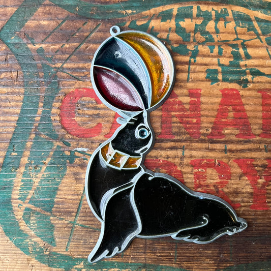 【USA vintage】stained glass Sea lion