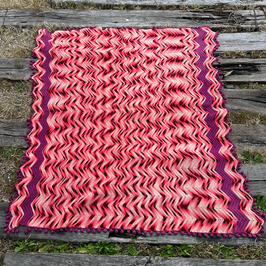 【USA vintage】granny blanket pink purple