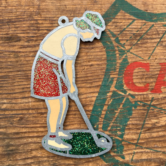 【USA vintage】stained glass ornament Golf