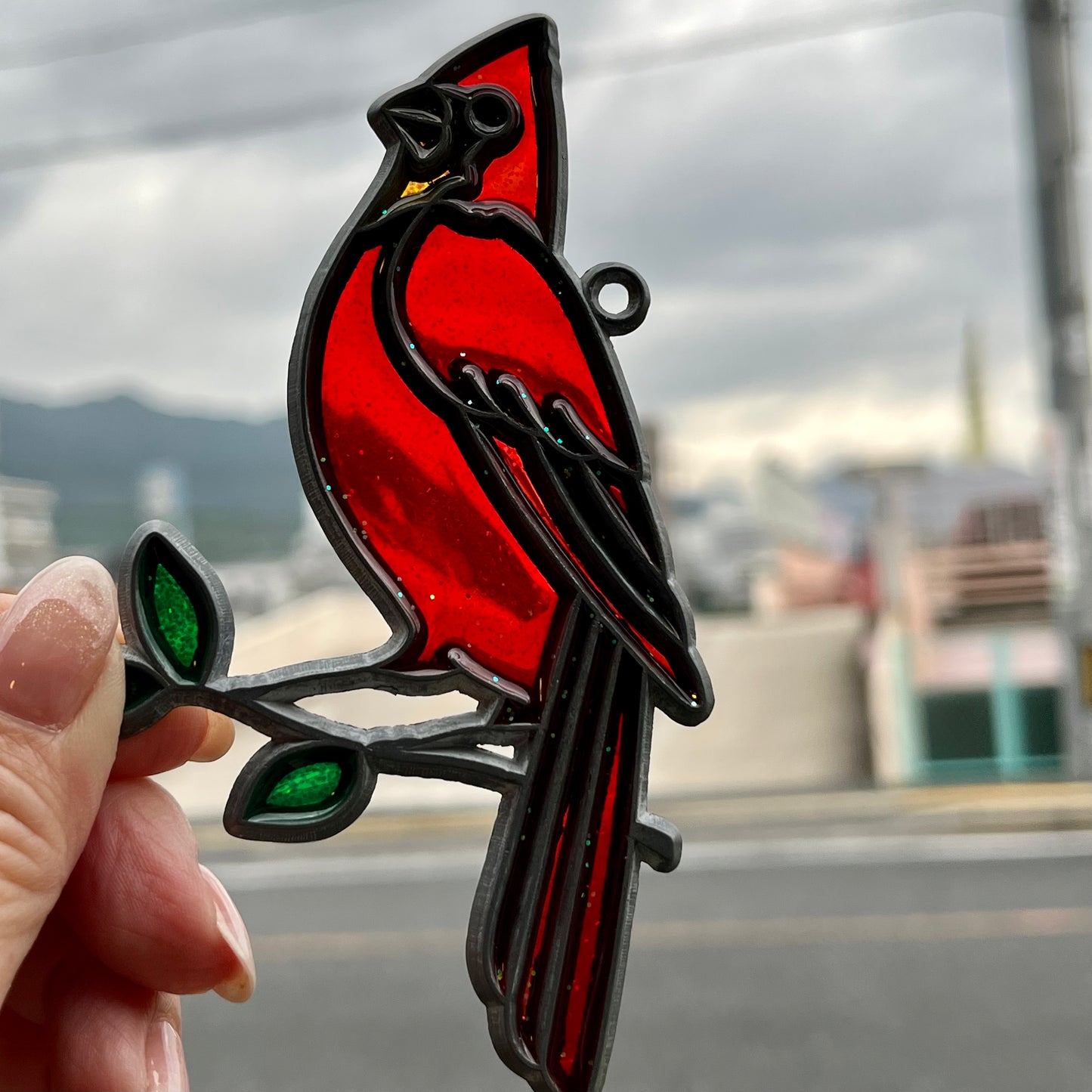【USA vintage】stained glass Cardinal