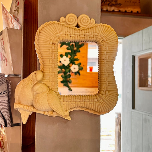 【USA vintage】70s Mirror White Doves Love Birds Couple