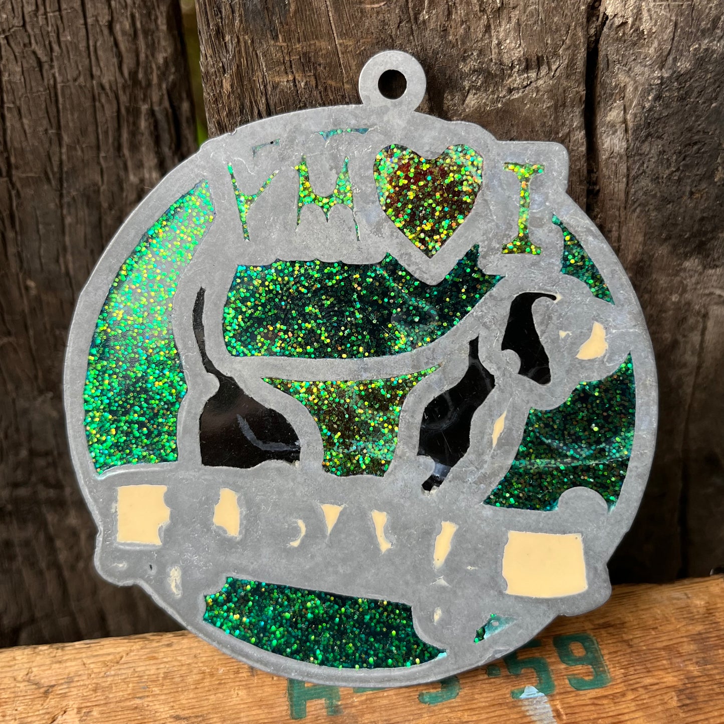 【USA vintage】stained glass ornament BEAGLE