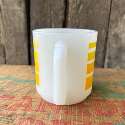 【USA vintage】GLASBAKE Rainbow Stripe Mugcup (yellow )