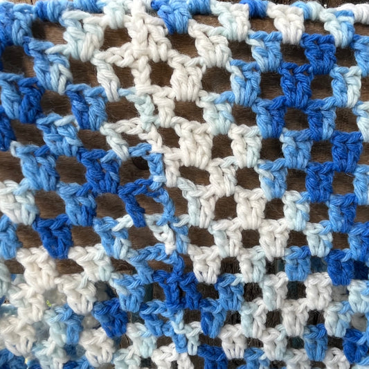 【USA vintage】Granny Blanket blue × white