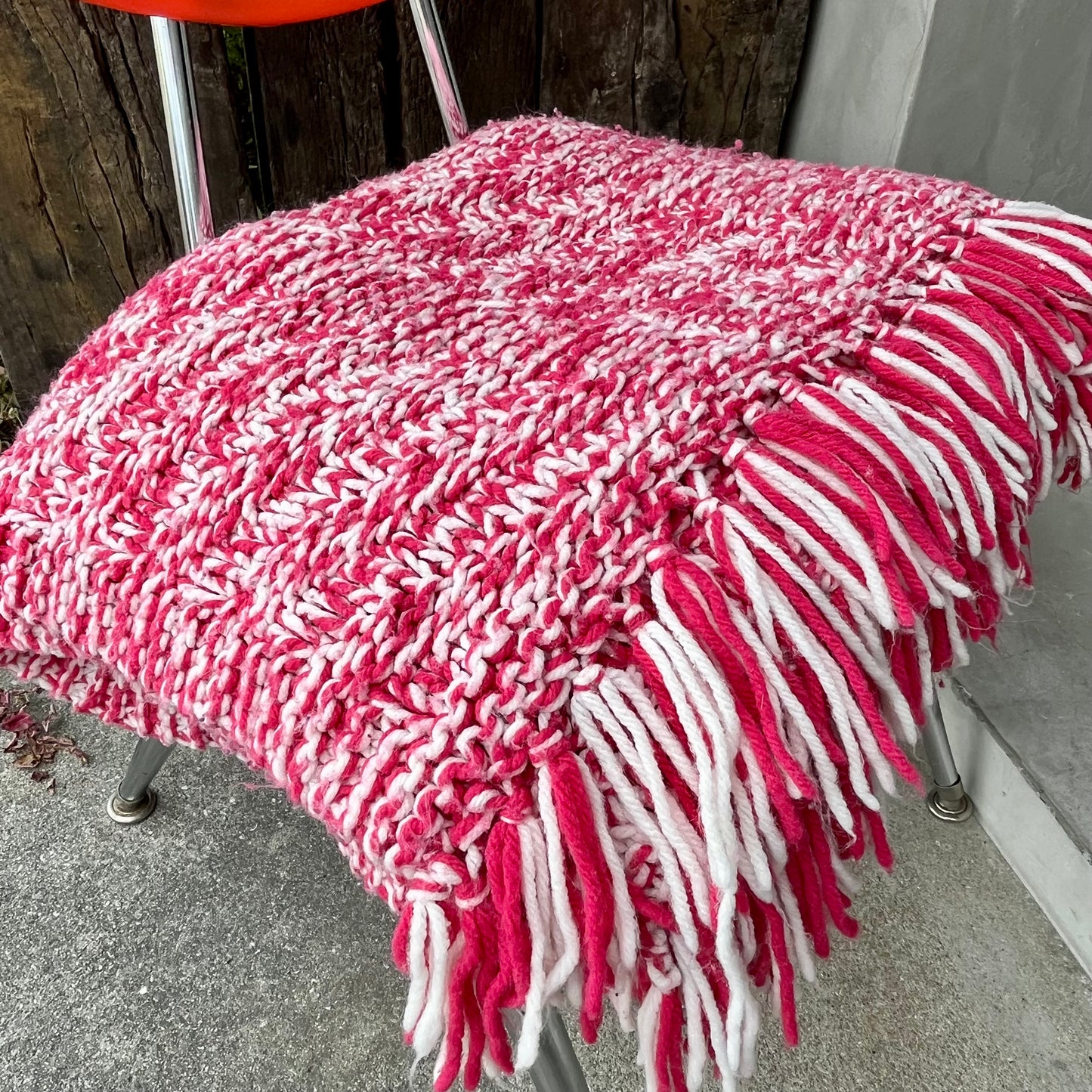 【USA vintage】Granny Blanket pink × white