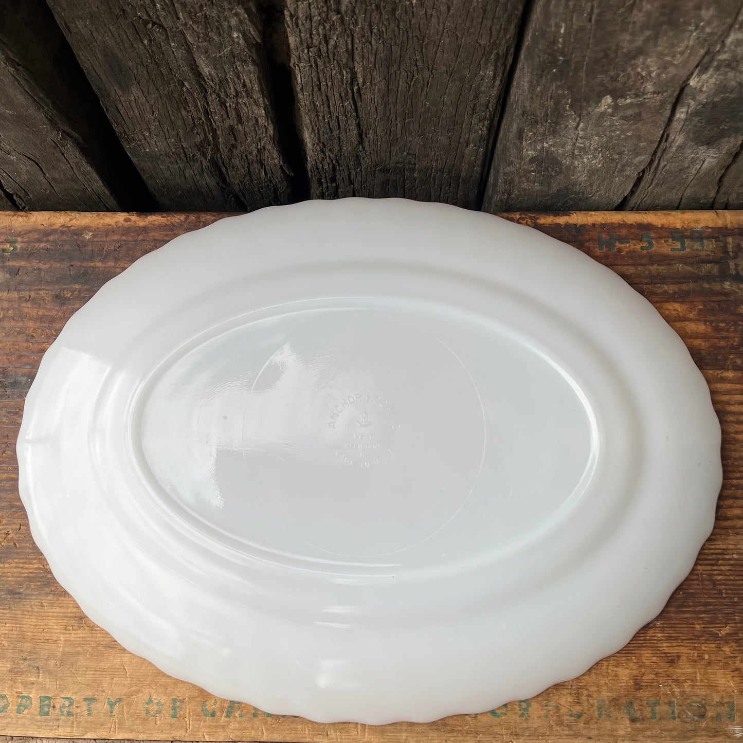 【USA vintage】ANCHOR HOCKING Gold Rim Oval Plate