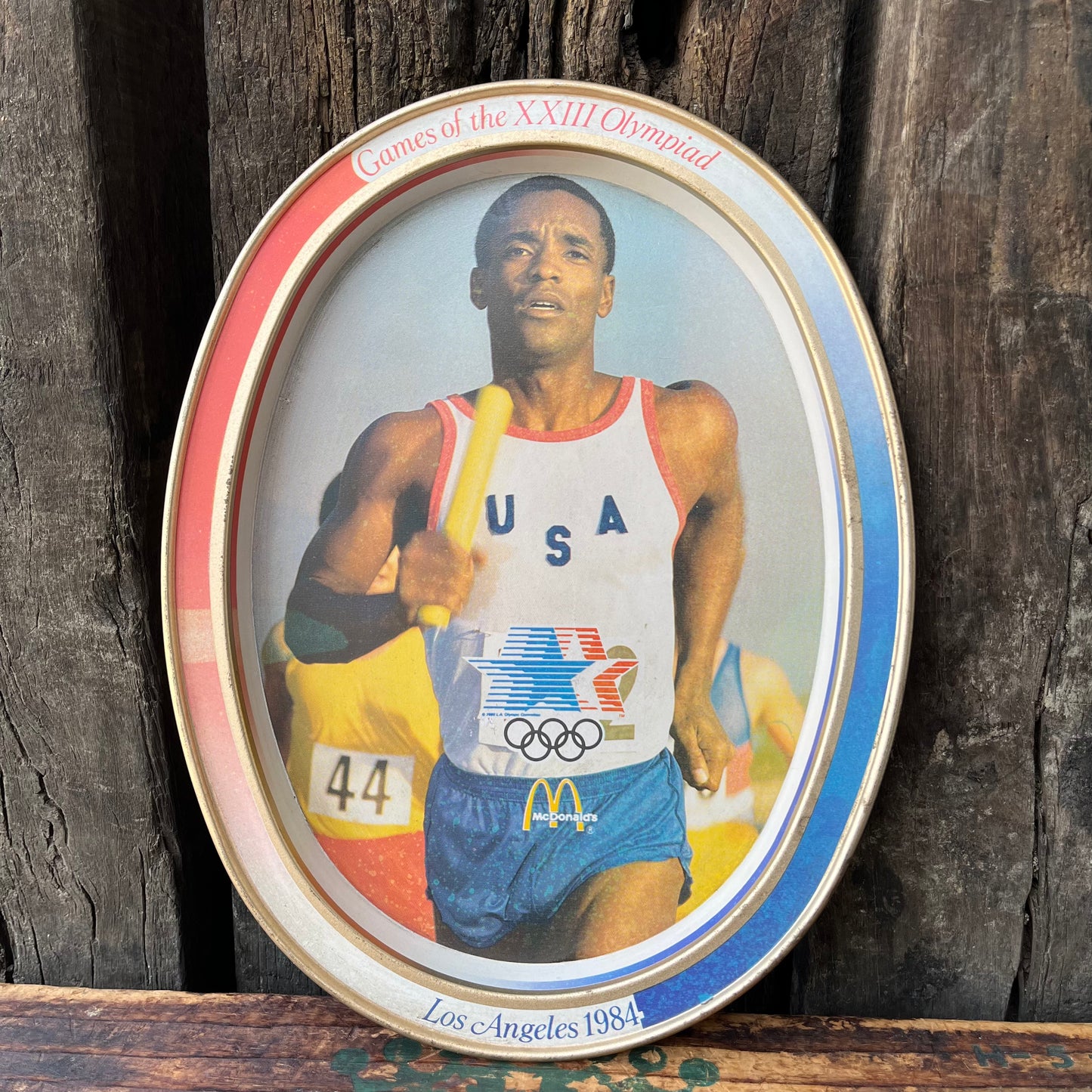 【USA vintage】80s Los Angeles Olympic × McDonald Oval Tin Plate (Run)