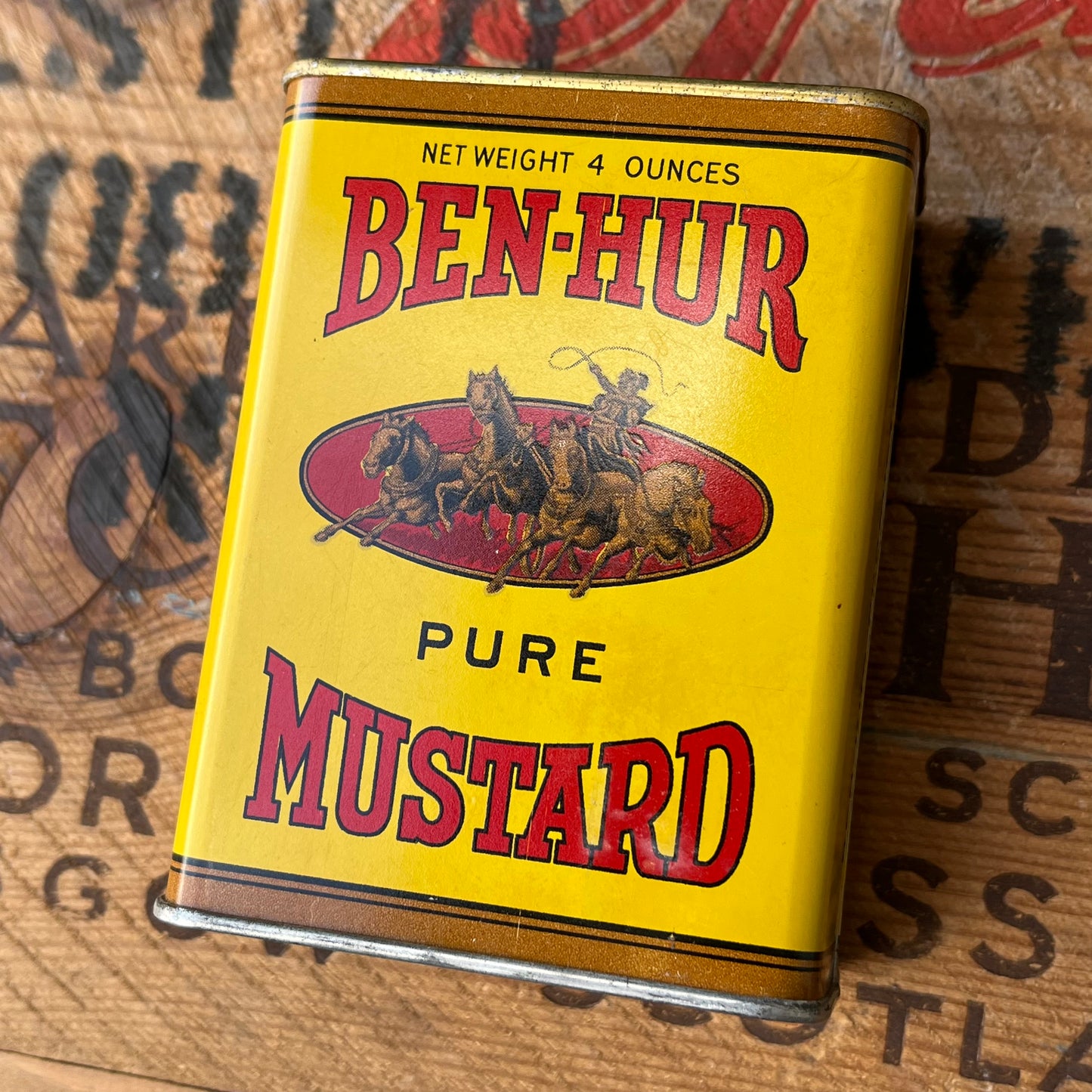【USA vintage】BEN-HUR Mustard Tin Can(Yellow)