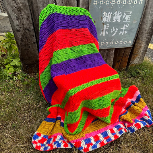 【USA vintage】granny blanket colorful stripe