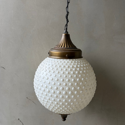 【USA vintage】White Glass Hobnail Lamp