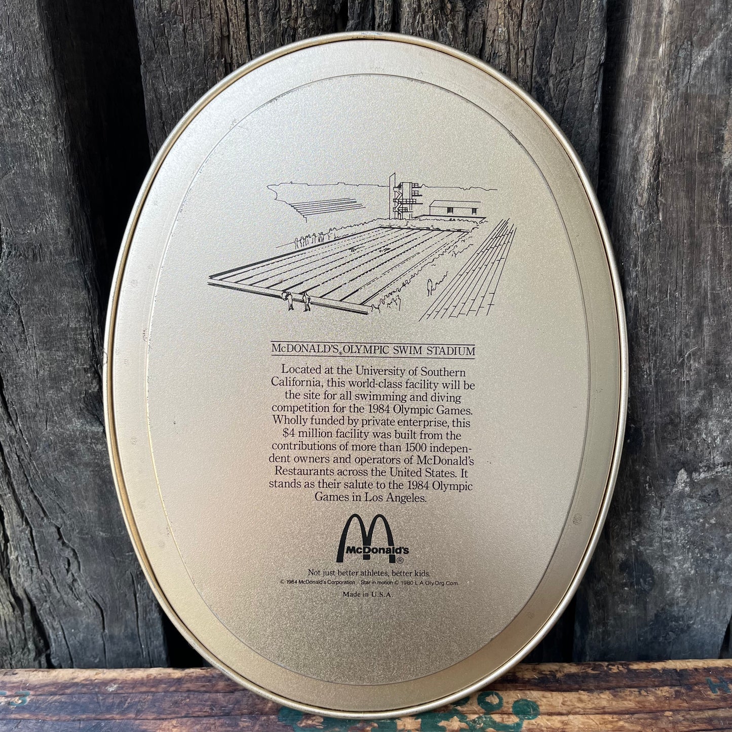 【USA vintage】80s Los Angeles Olympic × McDonald Oval Tin Plate (Run)