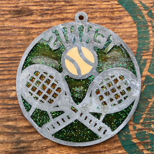 【USA vintage】stained glass ornament TENNIS