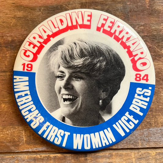 【USA vintage】缶バッジ 84年 アメリカ大統領選挙 ジェラルディン・フェラーロ