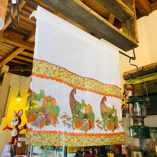 【USA vintage】カフェカーテン 花柄 野菜 きのこ