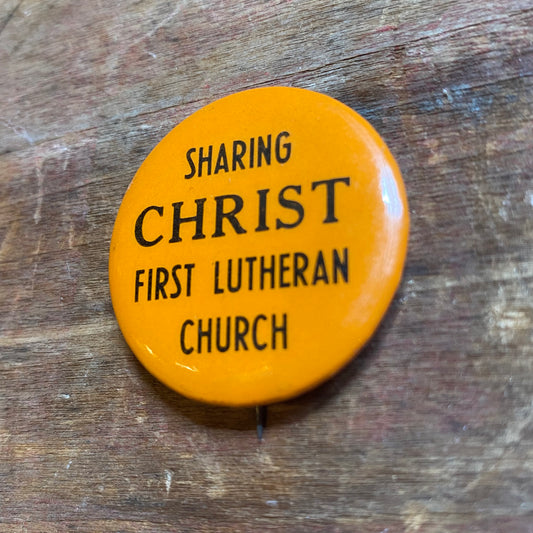 【USA vintage】缶バッジ CHRIST オレンジ