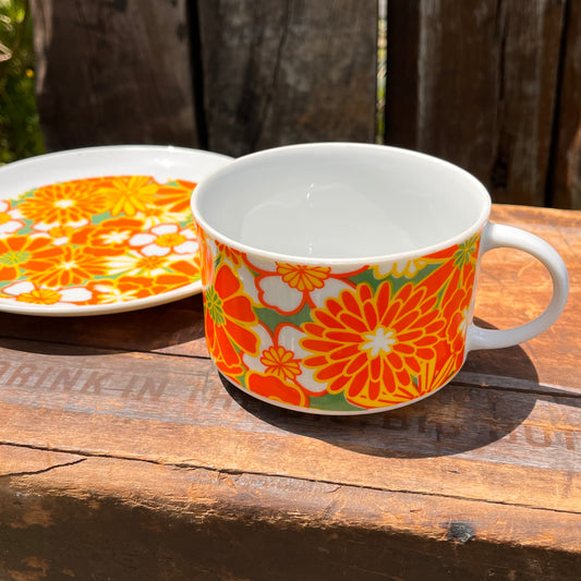 【USA vintage】花柄スープマグ