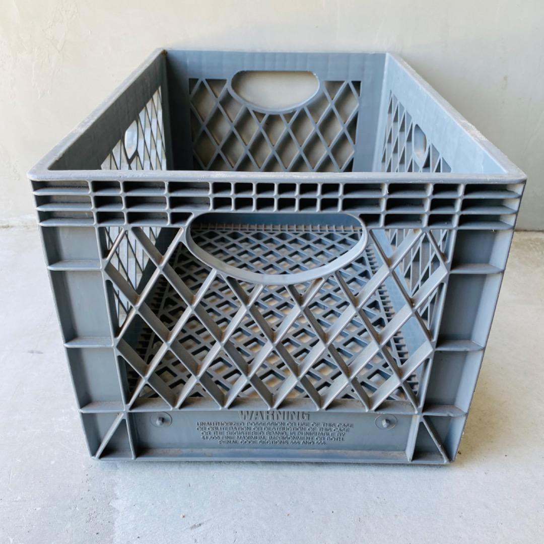 【USA vintage】milk crate コンテナ グレー