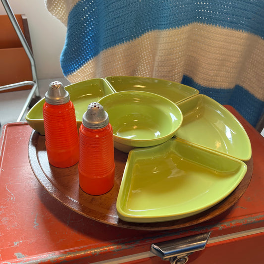 【USA vintage】オードブルプレート&ターンテーブル