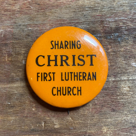 【USA vintage】缶バッジ CHRIST オレンジ