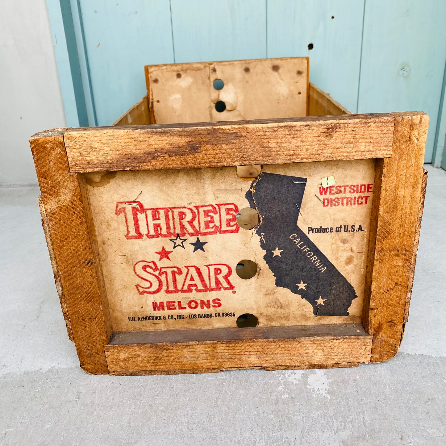 【USA vintage】THREE STAR メロン 木箱 ウッドボックス
