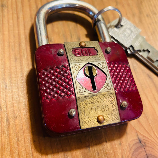 【vintage】SOL ビンテージ 南京錠 ボルドー