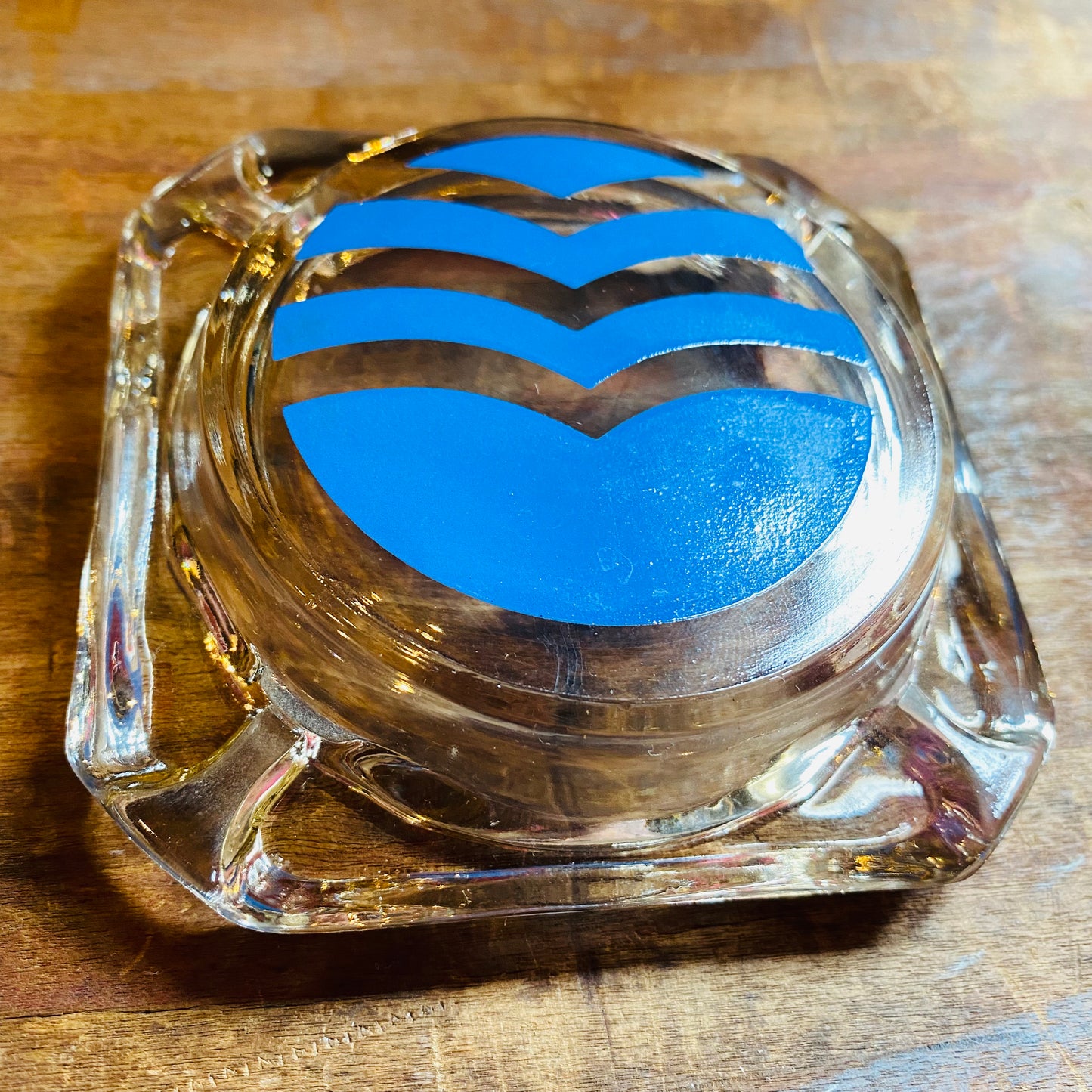 【USA vintage】灰皿 波 ブルー