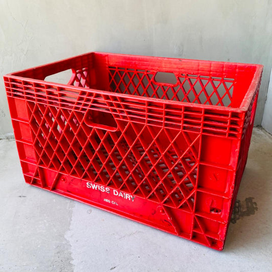 【USA vintage】milk crate コンテナ レッド