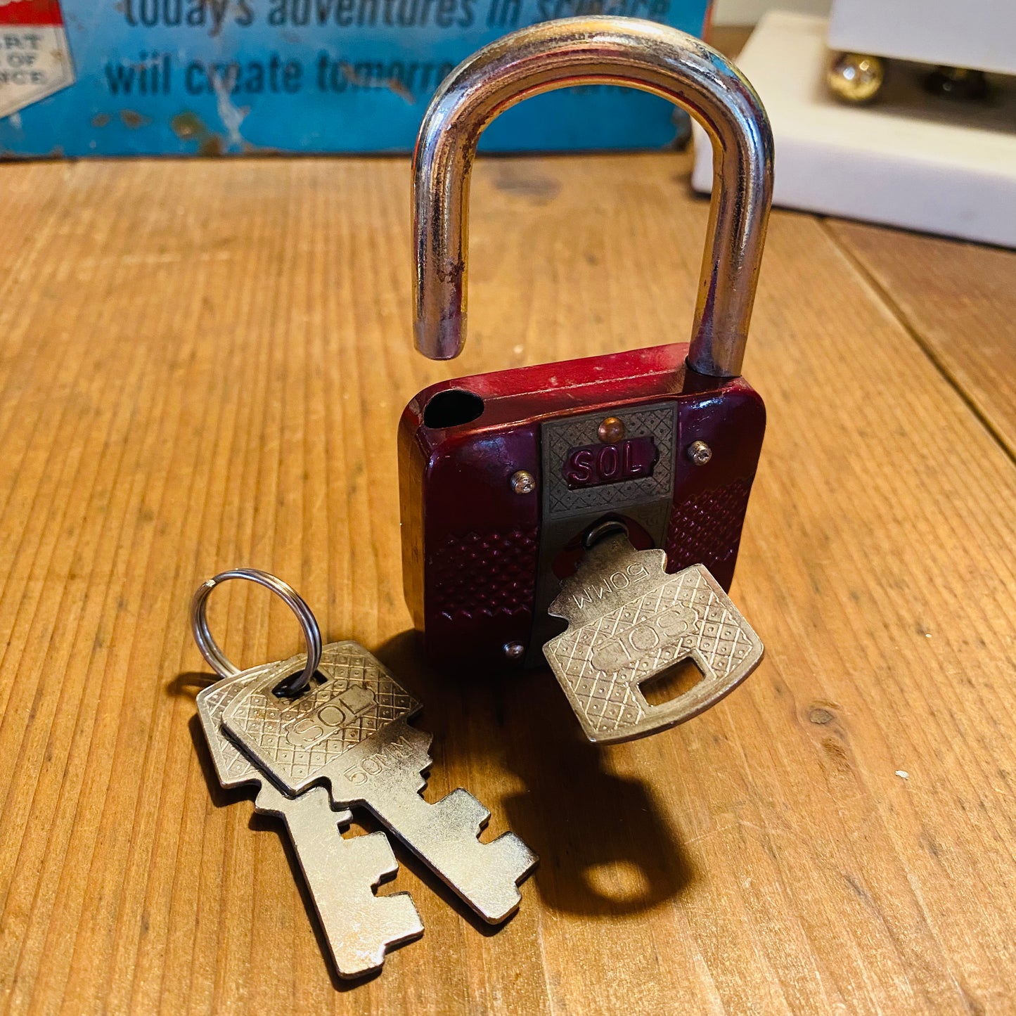 【vintage】SOL ビンテージ 南京錠 ボルドー