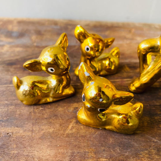 【vintage】ゴールド 鹿の親子 セット