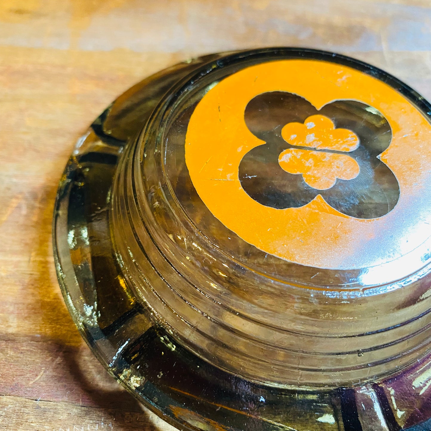 【USA vintage】灰皿 花 オレンジ