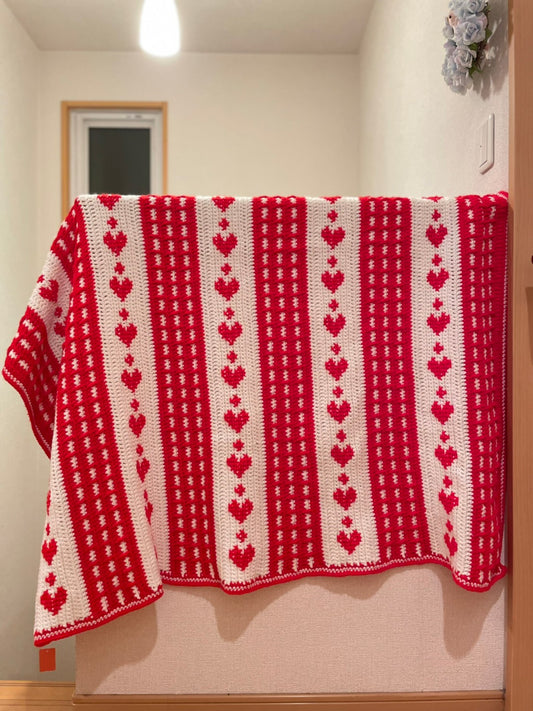 【USA vintage】グラニーブランケット ハート柄