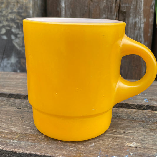 【60’s USA vintage】Fire King スタッキングマグカップ イエロー