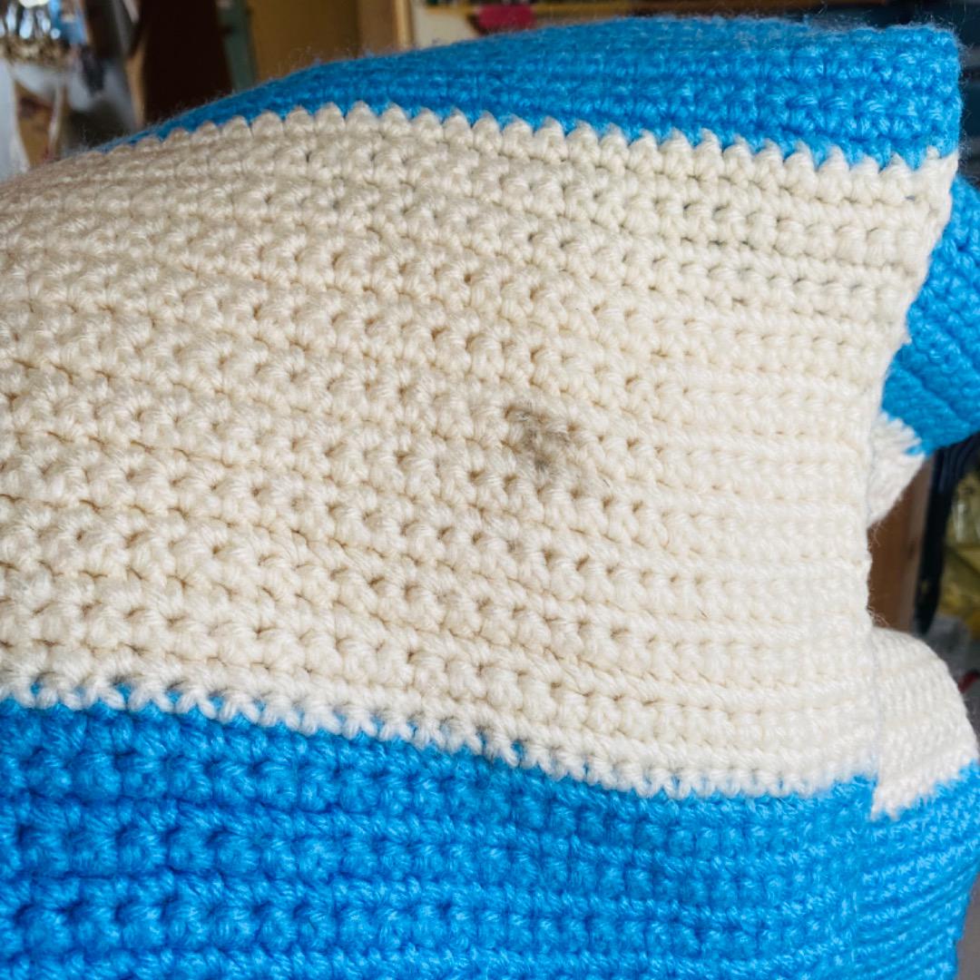 【1970s USA vintage】グラニーブランケット マルチカバー ボーダー マリン