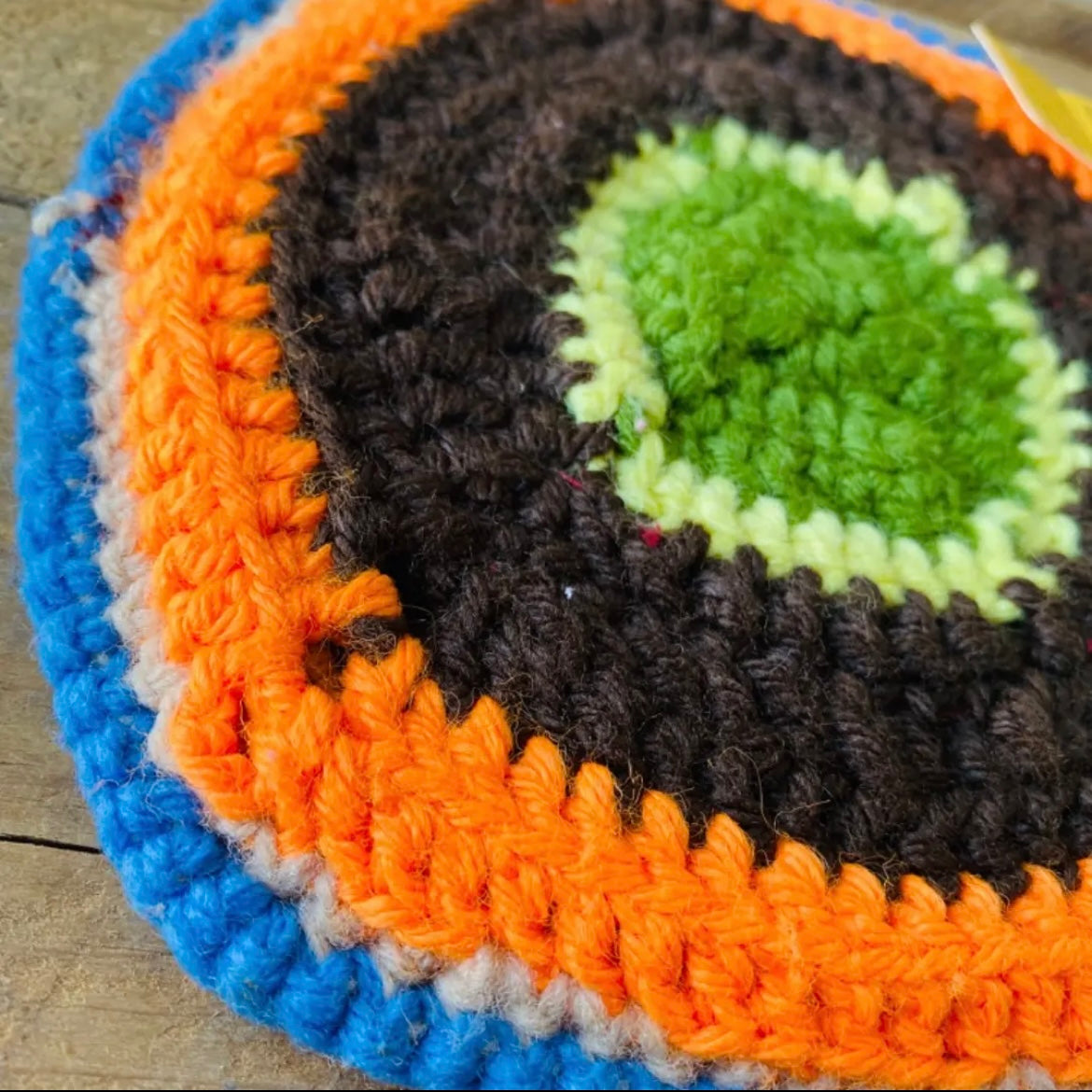 【1970s USA vintage】鍵あみ プランツラグ 鍋敷き 敷物 ⑤